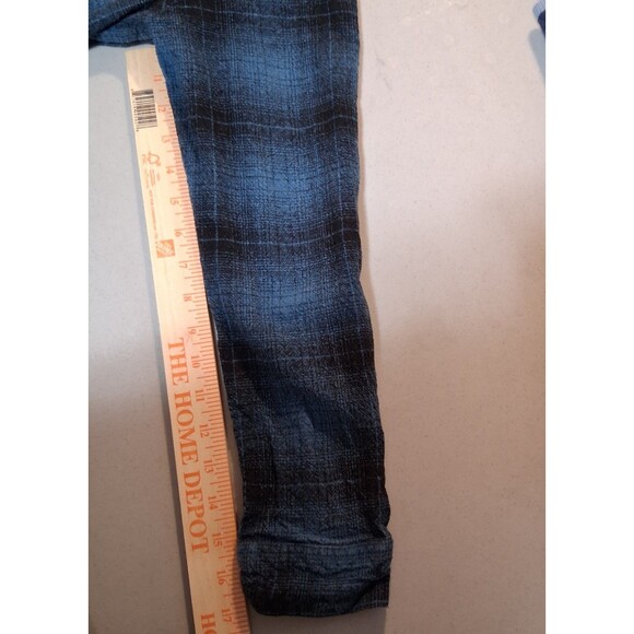 RVCA Vesuvio Men's Cotton Flannel Blue Black Plaid Size L - Picture 15 of 15